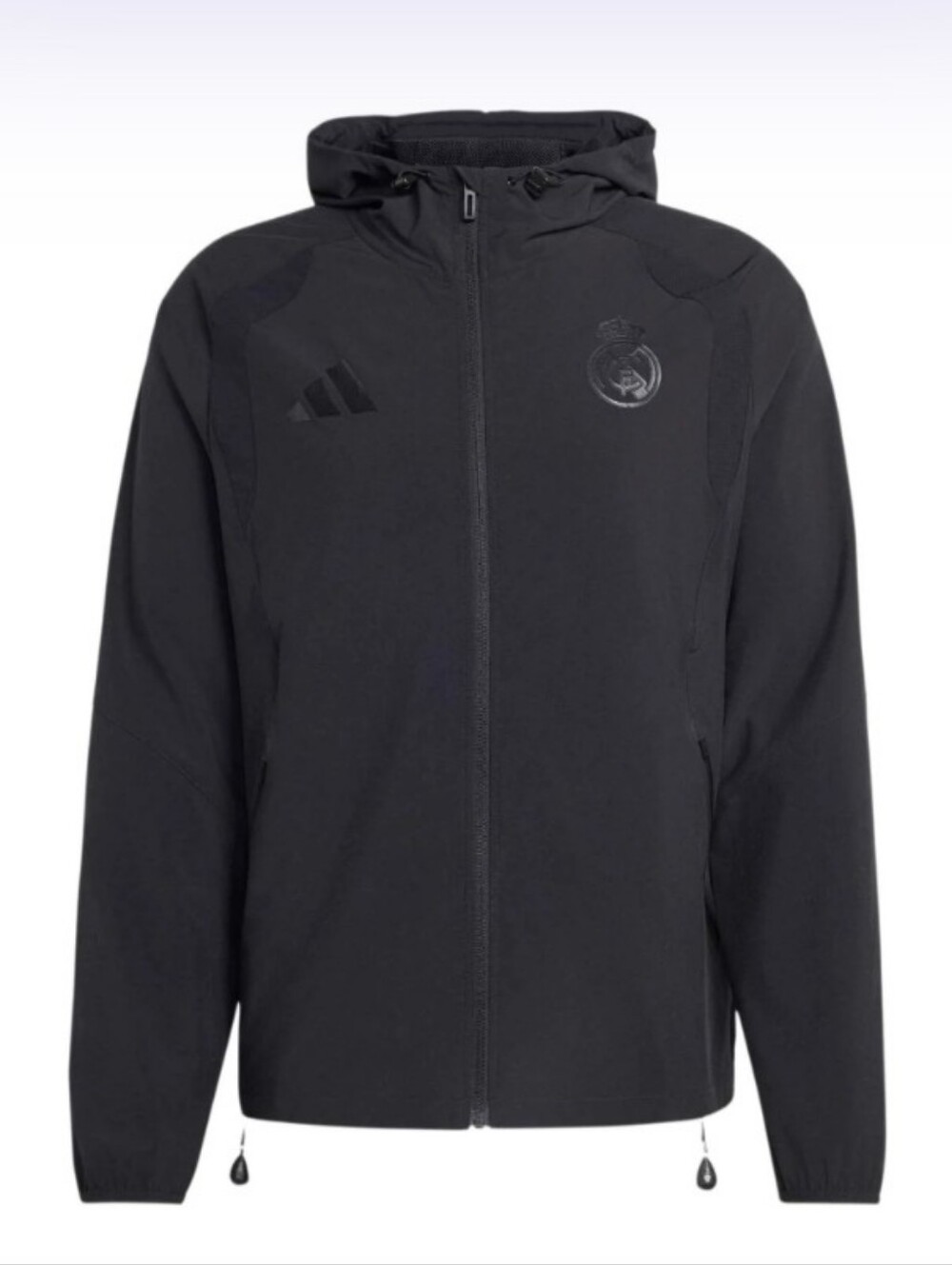 Adidas Black Real Madrid Hooded Windbreaker Jacket